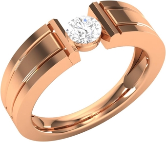 Diamond Ring Round Ring For Mens And Boys In 14k Solid Gold Ring Diamond Size 4.80 MM Diamond Weight 0.41 CTW Gold Weight 8 Thickness 2.95