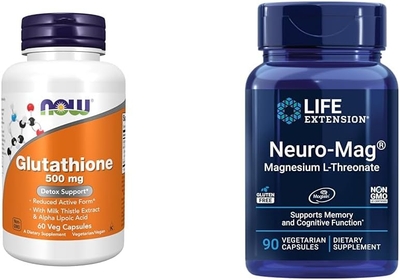 Supplements, Glutathione 500 mg, with Milk Thistle Extract & Alpha Lipoic Acid & Life Extension Neuro-mag Magnesium L-threonate, Magnesium L-threonate, Brain Health