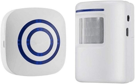 Motion Sensor Door Chime for Business, Outdoor Doorbell Kit Wireless Driveway Alert: Infrared Motion Sensor Chime with 1 Plug-in Receiver and 1 PIR Motion Sensor Detector Alert - LED Indicators