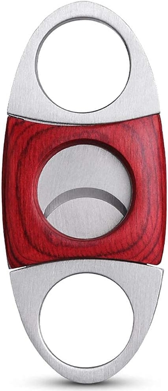 Cherry Wood & Stainless Steel Cigar Guillotine Double Cut with Self Sharpening Blades Stainless Steel Double Blade, Max 20Mm Cigar Diameter