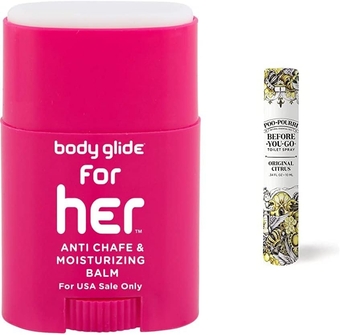 body glide FH8 body glide For Her Anti Chafe Balm, 0.8 oz (USA Sale Only) & Poo-Pourri Before-You-go Toilet Spray, Original Citrus Scent, 10 ml.