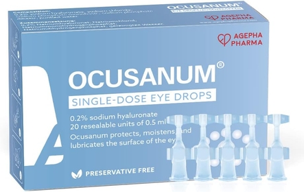 Ocusanum Single Use Eye Drops for Dry Eyes| Lubricant Eye Drops for Contact Lens| Preservative Free Eye Drops| Hyaluronic Acid Eye Drops |Artificial Tears for Red Eyes Itchy Eyes Sore Eyes (PACK OF 1)