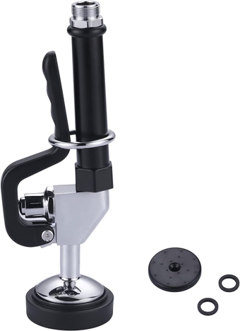 Pre Rinse Sprayer with Black Handle Grip Assembly, 1.42 GPM High Pressure Pull Down Spray Head, Handheld Dish Sprayer Nozzle Replacement Part for Commercial Restaurant Kitchen Sink Faucet