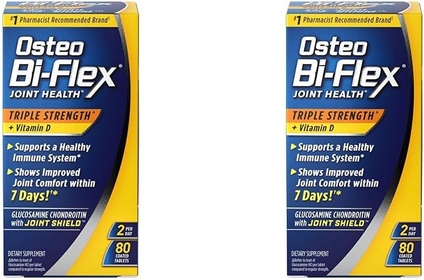 Triple Strength(5) with Vitamin D Glucosamine Chondroitin Joint Health Supplement, Coated Tablets, 80 Count (Pack of 2)