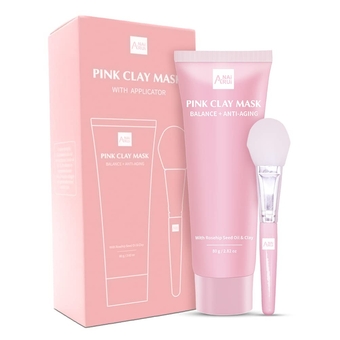 Clay Face Mask, Deep Pore Cleansing Mask, Purifying Pink Face Mask for Improve the look of Acne, Dry Skin, Hydrating Mask with Rosehip,Turmeric, Hyaluronic Acid, 2.82 OZ