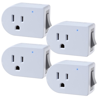 ON/Off Switch, Grounded Outlet Switch (4 Pack), 3 Prong Plug In Electrical Switch, 245J Single Port Electric Switch Adapter Surge Protector, Power Switch Outlet Extender, White, ETL Listed