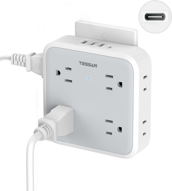 USB Wall Charger, USB Plug Adapter Outlet Extender,  4 Electrical USB Hub(1 USB C Port) Charging Station, 8 AC Multiple Power Splitter Surge Protector for Office Home Kitchen Dorm Room