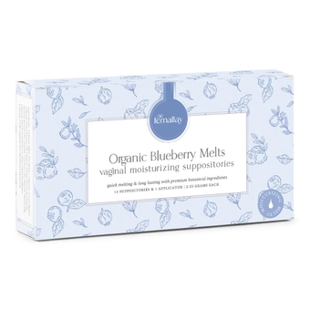 Organic Vaginal Moisturizing Suppository Melts - 100% Natural Suppositories for Vaginal Odor and Dryness Relief, Ultra-Hydrating Fast-Acting Comfort (Blueberry)