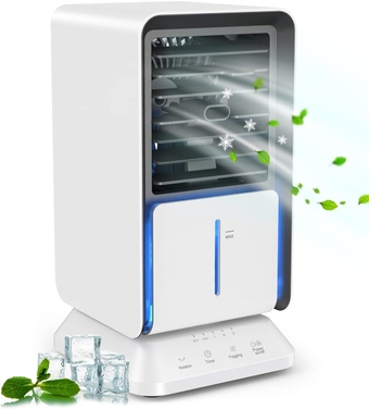 Portable Air Conditioner Fan, Personal Mini Evaporative Air Cooler, Oscillating Space Air Cooler Desk Fan Mist Humidifier with 3 speeds, 2/4/6H Timer for Small Home Room Office Dorm