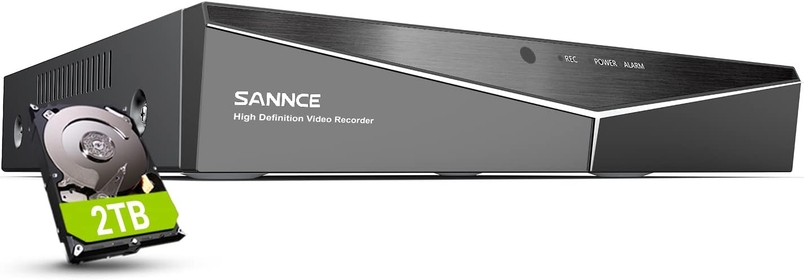 16 Channel Security CCTV DVR with 2TB Hard Drive,  1080p Lite 5-in-1 Hybrid Video Recorder for 2MP TVI AHD CVI CVBS Analog IP Security Cameras, Motion Alerts, Remote Access, 24/7 Recording