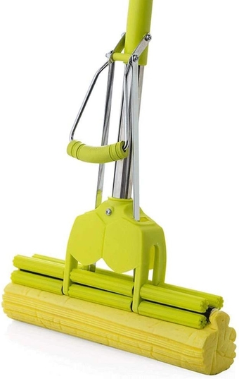 CUJUX Mop - Sponge Mop with 2 Absorbent Mop Head Refills Adjustable Extension Handle Easy Clean for Hardwood Floor Kitchen Home Cleaning