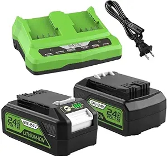 2Pack 24V 3.5Ah Replacement Greenworks 24V Lithium Battery 29842 29852 29322 BAG709 BAG710 20352 22232 2508302 for Greenworks 2X24V (48V) + 2Port 29862 Charger for G-24 Greenworks 24V Battery