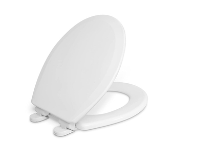 Round Toilet Seat Soft Close, Closed Front with Cover, Molded Wood, Made in the USA, 700SC-301, Crane White (Cotton/Bright)