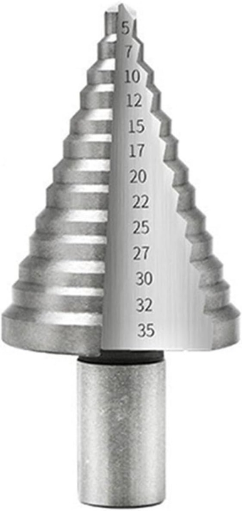 Step Drill bit 1pcs 5-35mm Drilling Tools Set Cutter Core titaniums Coated Straight Groove Step Drill Bit HSS Step Drill Hole Saw (Color : 1)