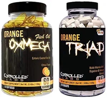 Overall Health Bundle, 45 Servings Orange Triad, 120 Count Orange Oximega Fish Oil, Muscle Building and Recovery Supplement for Men and Women