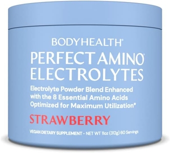 PerfectAmino Electrolytes Powder, Hydration Powder, Sugar Free Electrolyte Drink Mix, Keto Electrolytes Powder, Non GMO, Strawberry Flavor (60 Servings)