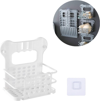 Collapsible Laundry Basket Wall Hanging Orgainzer Bathroom Foldable Dirty Clothes Hamper with Handle (White-Small)
