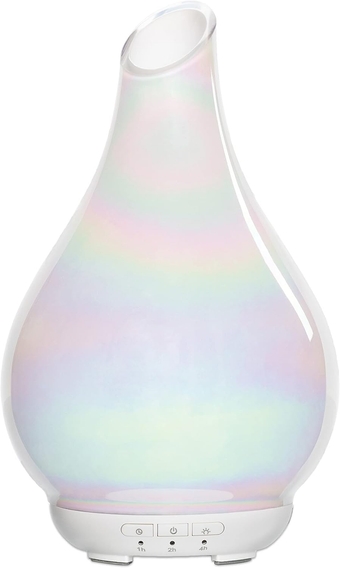 Essential Oil Diffuser, Glass Aroma Diffuser, Cool Mist Humidifier Aromatherapy Diffusers with Color Night Light Quiet Diffuse Aroma for Home Office (Pearl White)