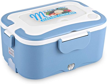 Portable Car House Electric Heating Lunch Mini Box Bento Food Warmer Container Thermostatic Traveling Catering Buffet(24V Blue)