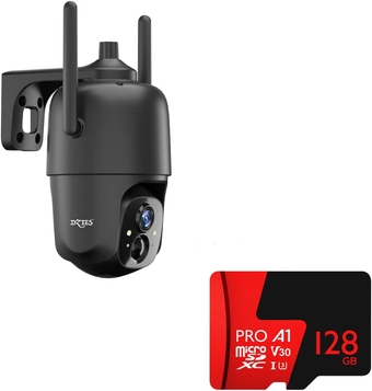 Security Cameras Wireless Outdoor with 128G Micro SD, 2K Battery Powered Security Camera, 360° PTZ Camera with Spotlight, Siren, Color Night Vision, AI Dectection, IP66 for Home Security, 2.4GHz