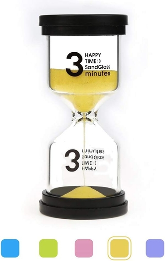 3 Minutes Sand Timer Hourglass Sandglass Sand Clock for Games Classes Toothbrushing Workout - Yellow