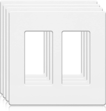 2-Gang Screwless Wall Plate Double Decorator Outlet Covers for electrical outlets,light switch,Hidden Screw Face Plates Size 4.72”x4.64” (4-Pack)