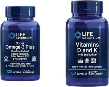 Super Omega-3 Plus EPA/DHA Fish Oil, Sesame Lignans & Vitamins D and K with Sea-Iodine, Vitamin D3