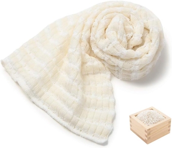 Exfoliating Washcloth [Made in Japan] Shower Back Scrubber with Rice Bran Extract Blended as Beauty Essence, Exfoliating Towel [Loofah for Women and Men]