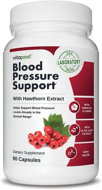 Blood Pressure Support with Hibiscus Flower, Olive Leaf, Hawthorn & Niacin, Natural Support for Blood Pressure Levels Within The Normal Range. 90 Capsules