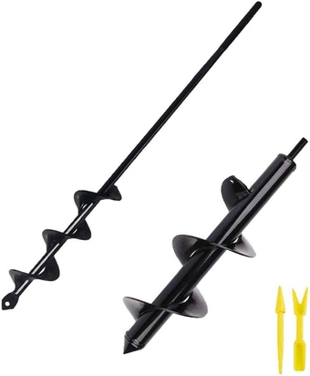 2 Pack 1.6"x16.5" & 3”x12" Auger Drill Bit Garden Plant Flower Bulb Auger Rapid Planter Bulb & Bedding Plant Auger for Most 3/8" Hex Drive Drill Earth Auger Drill Fence Post Umbrella Hole Digger
