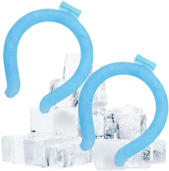 Neck Cooling Tube, Speed Cooler, Wearable Cooling Neck Wraps, Reusable Neck Cooler, Heat Cooling Cold Pack, Summer Heat Relief for Hot Flashes and Fever (Large Blue (2 Count))