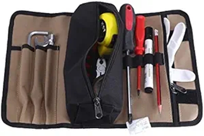 Tool Roll Case, Portable Oxford Roll Up Pouch Organizer for Craftsmen Electricians Painter Artists, 14.1 * 9.8Inch