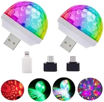 USB Mini Disco Lights, Stage DJ Lights, Magic Ball Lights, Stage Lights, USB Port Power, Birthday Party Christmas Family Wedding Show bar car Interior Decoration Good Choice (1-pc)