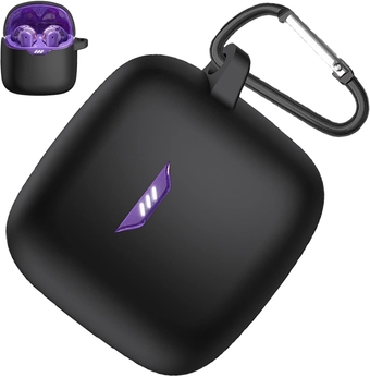 Case Compatible with JBL Tune Flex Case Cover, [Anti-Lost Keychain] [Scratch Resistance] Dust-Proof Protective Silicone Case for JBL Tune Flex with Carabiner Case Cover(Black)