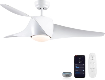 Smart Ceiling Fans with Lights and Remote, 52" White Ceiling Fan with Light, Modern Ceiling Fans with Remote/APP/Alexa Control, 3 Reversible Blades, Dimmable, Ceiling Fan for Bedroom Dining Room