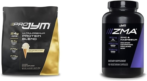 PRO JYM 45 Servings - Tahitian Vanilla Bean & ZMA Zinc/Magnesium Capsules Supplement - Zinc, Magnesium and Vitamin B6 | JYM Supplemental Science | 90 Vegetarian Capsules