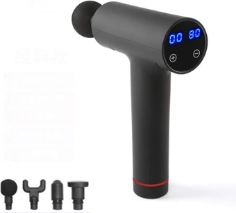 GE&YOBBY 30 Mode Speed Massage Gun,Mini Quiet Muscle Massager Gun with 4 Head Massage,3h Digital Screen Body Massager for Pain Relief Muscle Relax Office Black