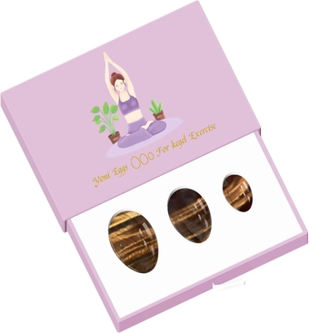 Undrilled Yoni Egg Set Yoni Egg 3 Sizes Natural Tiger Eye Stone Ball Kegel Exercise Tool Pelvic Floor Massage Ball,Undrilled with Box