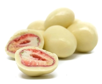 Andy Anand Premium Freeze Dried Strawberries Dipped In Belgian White Chocolate, Delicious-Decadent Gift Boxed, Birthday, Valentine, Christmas Gourmet Food Mothers Fathers day, Anniversary (48 Pcs)