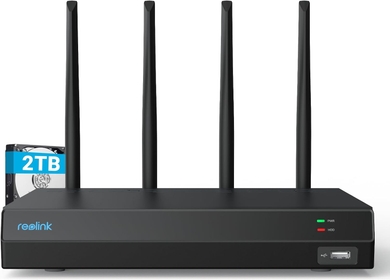 4K 12CH WiFi NVR with Wi-Fi 6 and 2.4/5 GHz Dual-Band WiFi, Built-in 2TB HDD, Support 12MP/8MP/5MP/4MP HD Reolink IP Cameras, 24/7 Recording for Home Security Camera System, RLN12W