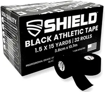 | 32 Pack Black Athletic Tape Bulk - 1.5 Inches x 15 Yards - Made in USA Easy Tear, No Residue. Sports Medicine - Athletes, Medical, Therapy, Athletic Trainers: Ankles Wrists Fingers