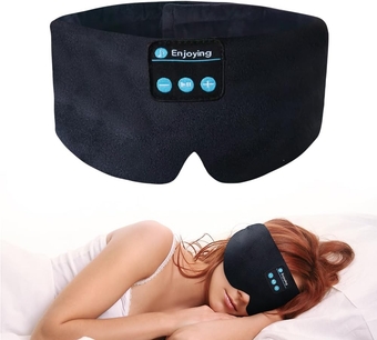 Sleep Eye Mask with Bluetooth Headphones, Wireless Sleep Mask Blackout Bluetooth Eye Mask for Sleeping Traveling Meditation Mask with Microphone (Black)