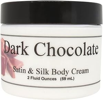 Dark Chocolate Satin and Silk Cream, Body Cream, Body Lotion, 2 oz - Shea Butter, Aloe, Silk Amino Acids, Vitamin E, Phthalate-Free, Handcrafted in USA - Perfect For Women
