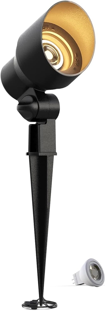 Low Voltage Landscape Flood Light 3W LED 200 Lumen Outdoor Spotlight 3000K Warm White Replaceable MR11 LED Outside Hardwired Lighting with Metal Stake Cable Connector Replaceable