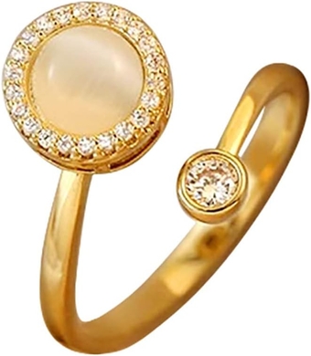 Wedding Promise Ring for Her Anxiety Ring Opal Rotating for Women Vintage Adjustable Antis Stress Rings -Stament Jewelry Xmas Birthday Gifts (Gold, One Size)