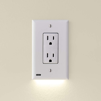 3 Pack -  GuideLight 2 for Outlets [for Standard Decor, Not GFCI outlets] - Night Light - Electrical Outlet Wall Plate with LED Night Lights - Automatic On/Off Sensor - (Décor, White)