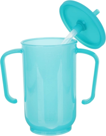 Colored Straws Drinking Glasses with Lids Cups with Straws for Adults Elderly Handicap Cups Liquid Feeding Straw Cups Safety Tumbler Disabled Products for Adults Non Spill Cup Blue