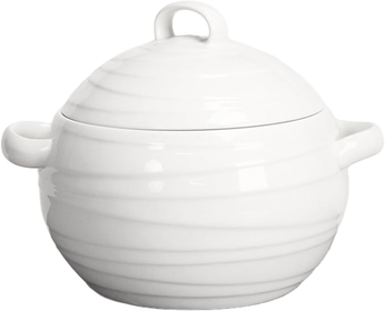 Casserole Dish, 4.1 Quart Spherical shape Casserole Dish With Lid, Oven to Table Porcelain Serving Handles, for Dinner and Party, Dishwasher and Microwave Safe 11.1 INCH