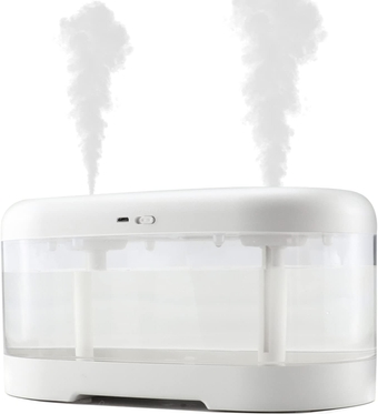 Cool Mist Humidifier {2.2L Water Tank} Quiet Ultrasonic Humidifiers for Bedroom & Large room -Double Nozzle, Auto-Shut Off, Night Light, Humidifiers for Babies Nursery & Whole House (Whits)