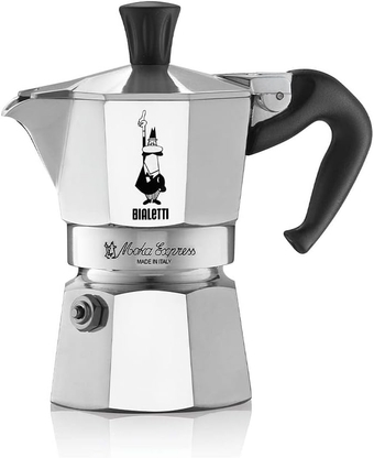 - Moka Express: Iconic Stovetop Espresso Maker, Makes Real Italian Coffee, Moka Pot 1 Cup (2 Oz - 60 Ml), Aluminium, Silver